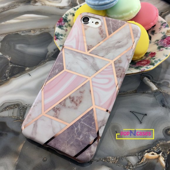 Rose Gold Foil Marble iPhone case - ALL MODELS - Picture 7 of 10